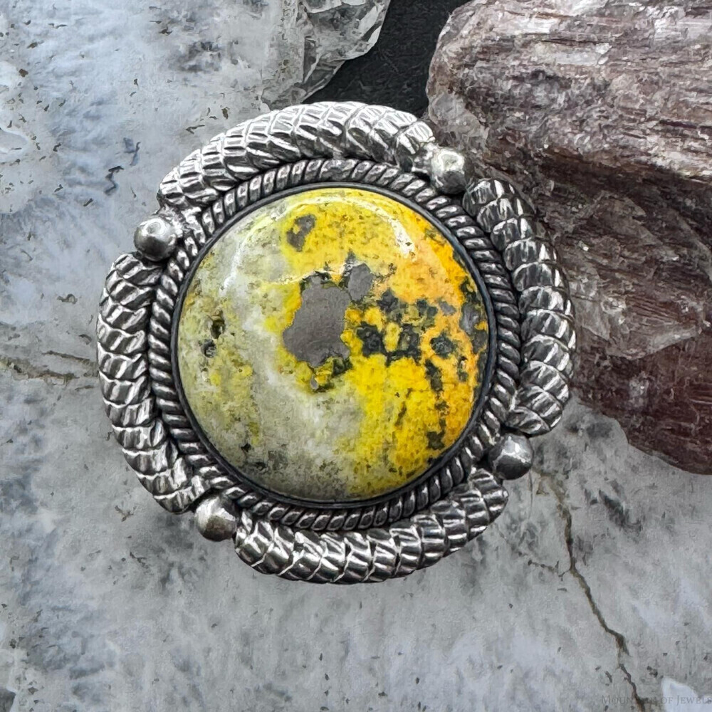 Sterling Silver Southwestern Style Bumblebee Jasper Decorated Ring S 9 For Women